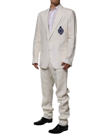 Dolce & Gabbana Light Cream Linen Embroidered 2 Piece Suit by Dolce & Gabbana