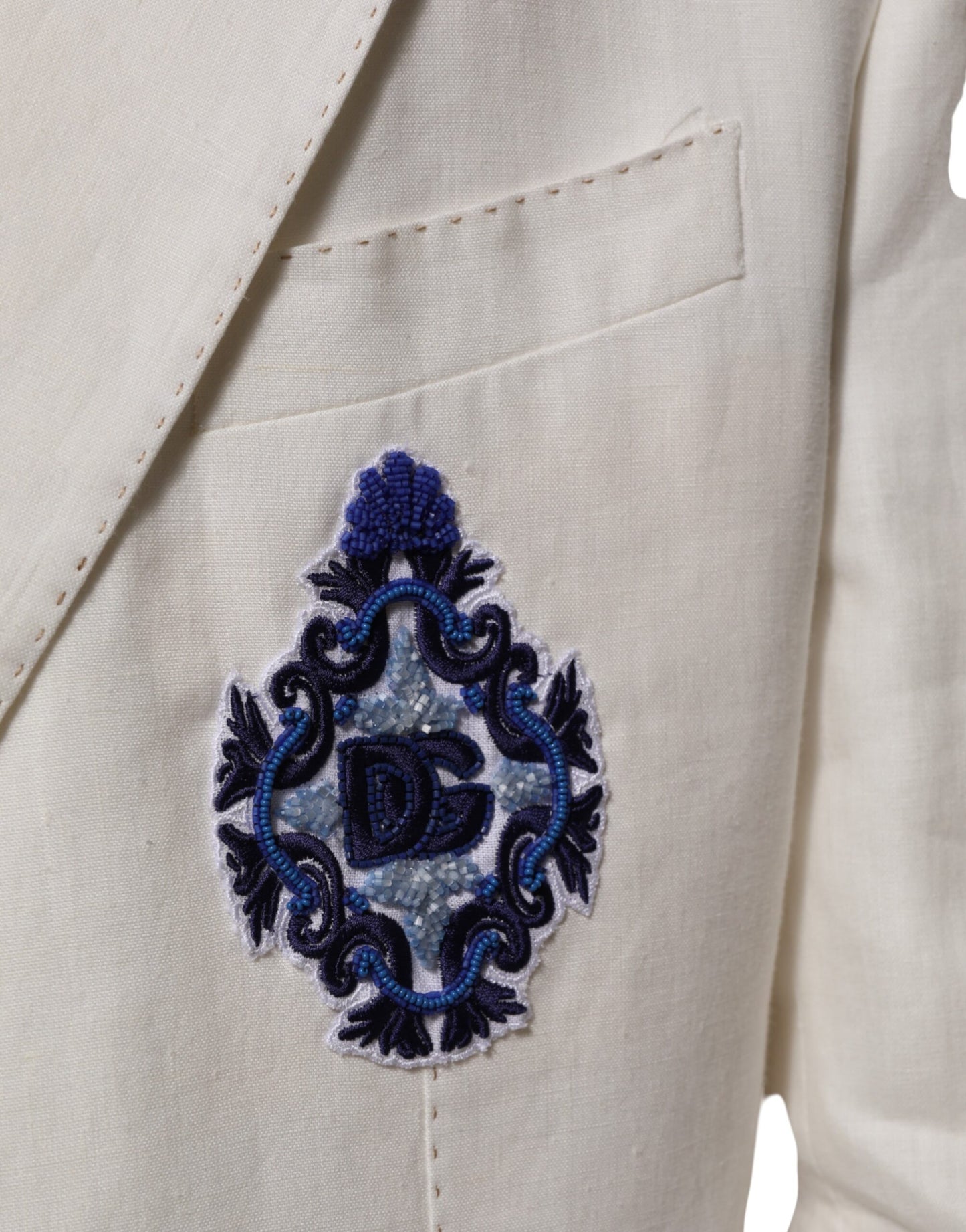 Dolce & Gabbana Light Cream Linen Embroidered 2 Piece Suit - from Dolce & Gabbana