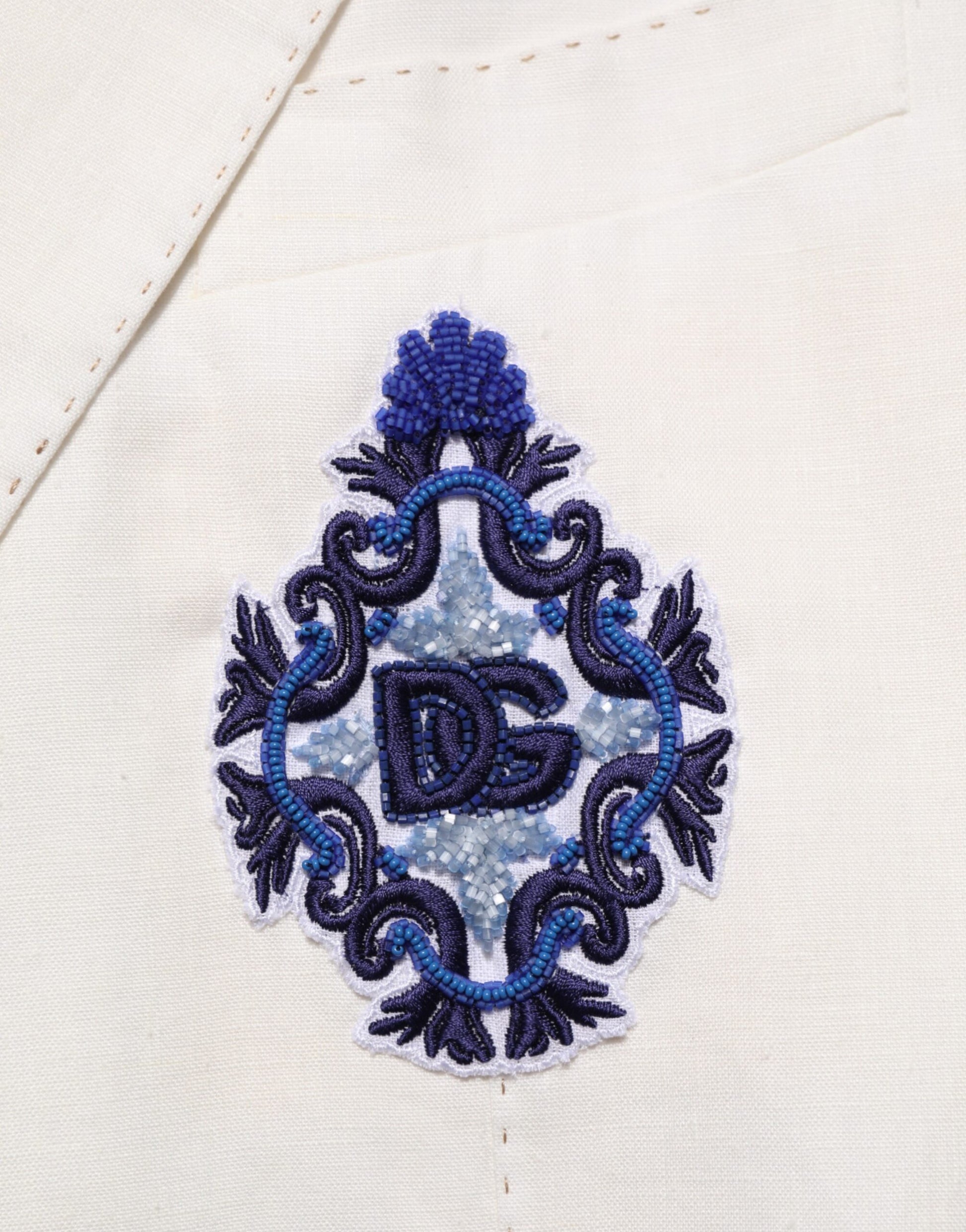 Dolce & Gabbana Light Cream Linen Embroidered 2 Piece Suit - from Dolce & Gabbana