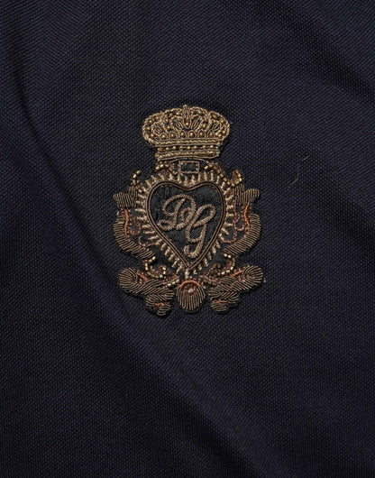 Dolce & Gabbana Navy Blue Cotton Crown Crest Logo Men T-Shirt