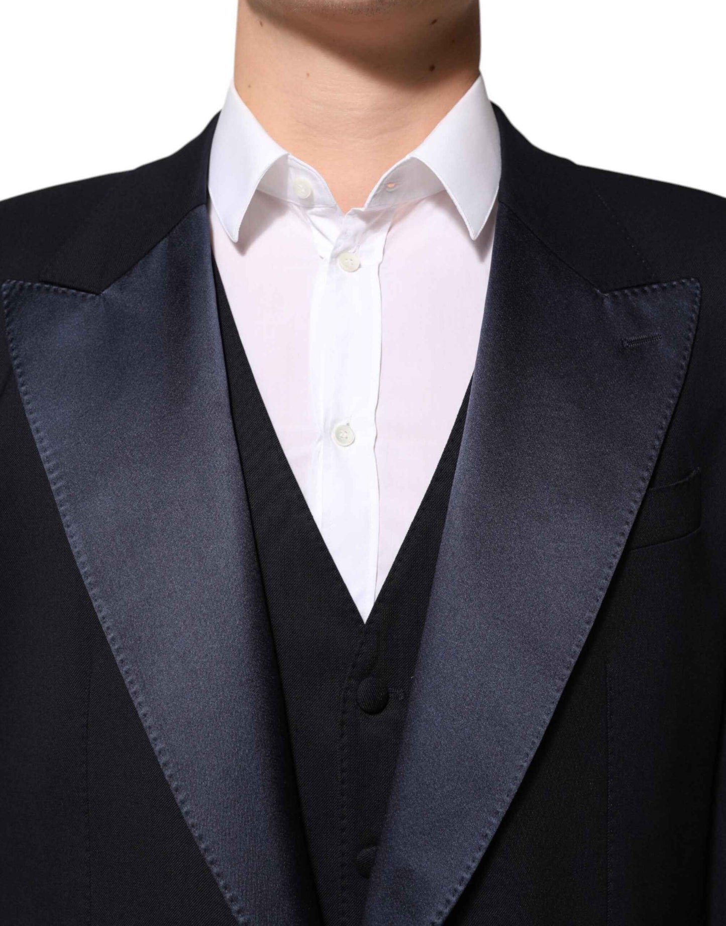 Dolce & Gabbana Black 3 Piece Wool Silk Blend Suit SICILIA