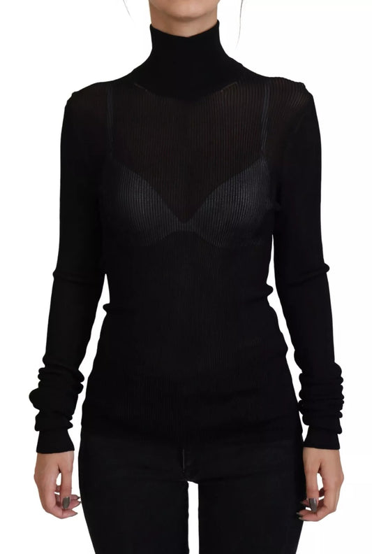 Dolce &amp; Gabbana Black Turtleneck Slim Fit Pullover Sweater