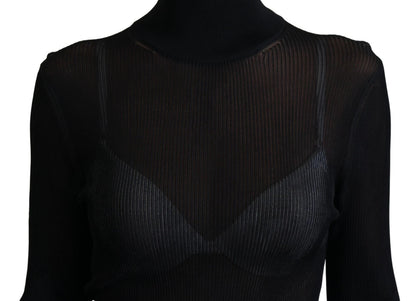 Dolce &amp; Gabbana Black Turtleneck Slim Fit Pullover Sweater