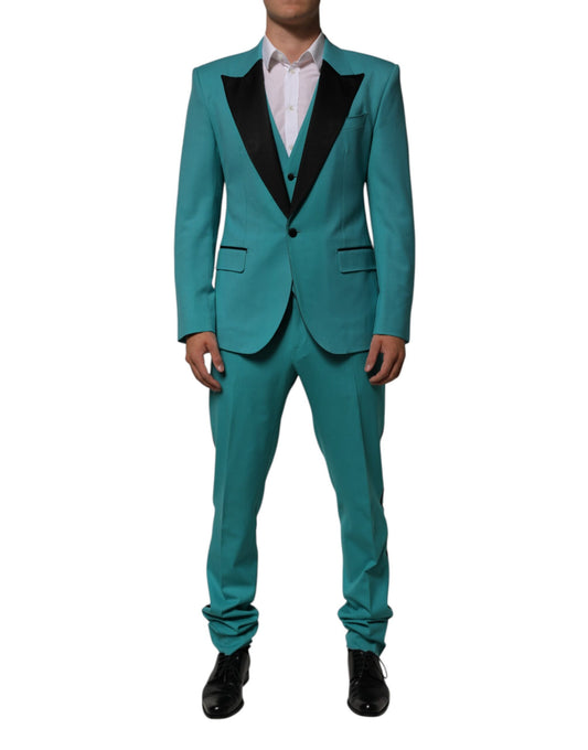 Dolce & Gabbana Cyan 3 Piece Wool Silk Blend Suit SICILIA - from Dolce & Gabbana