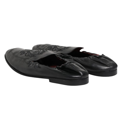 Dolce & Gabbana Black Leather Slip On Men Flat Loafers Shoes - from Dolce & Gabbana