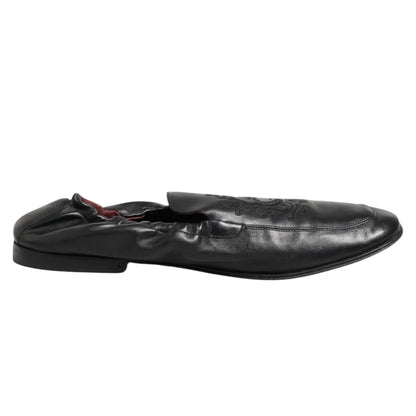Dolce & Gabbana Black Leather Slip On Men Flat Loafers Shoes - from Dolce & Gabbana