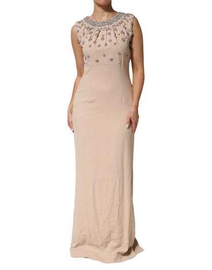 Dolce & Gabbana Nude Ecru Beaded Crystal Embellished Dress by Dolce & Gabbana