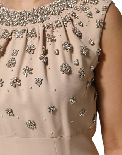 Dolce & Gabbana Nude Ecru Beaded Crystal Embellished Dress - from Dolce & Gabbana