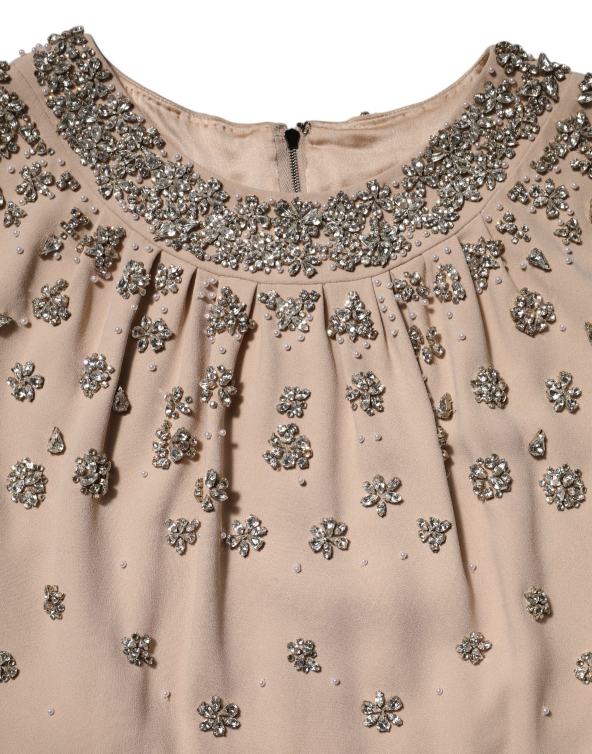 Dolce & Gabbana Nude Ecru Beaded Crystal Embellished Dress - from Dolce & Gabbana