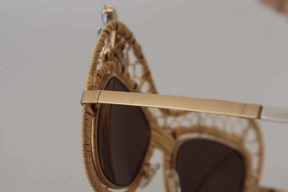 Dolce & Gabbana DG2159B Beige Gold Straw Butterfly Crystals Sunglasses by Dolce & Gabbana