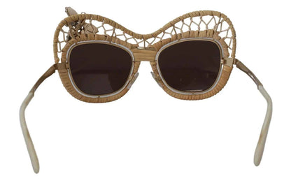 Dolce & Gabbana DG2159B Beige Gold Straw Butterfly Crystals Sunglasses by Dolce & Gabbana