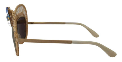 Dolce & Gabbana DG2159B Beige Gold Straw Butterfly Crystals Sunglasses by Dolce & Gabbana