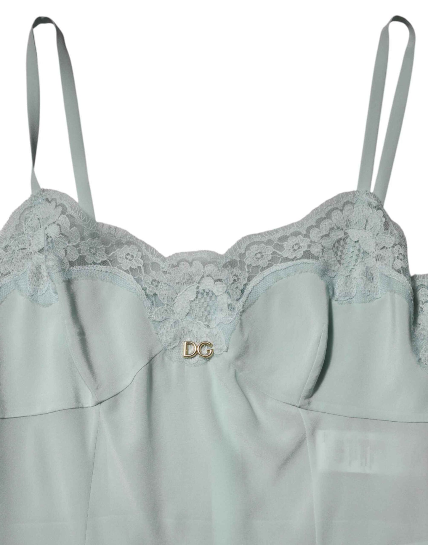 Dolce & Gabbana Light Blue Silk Lace Midi Bodycon Slip Dress by Dolce & Gabbana