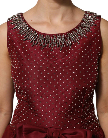 Dolce & Gabbana Burgundy Silk Beaded Evening Gown Dress by Dolce & Gabbana