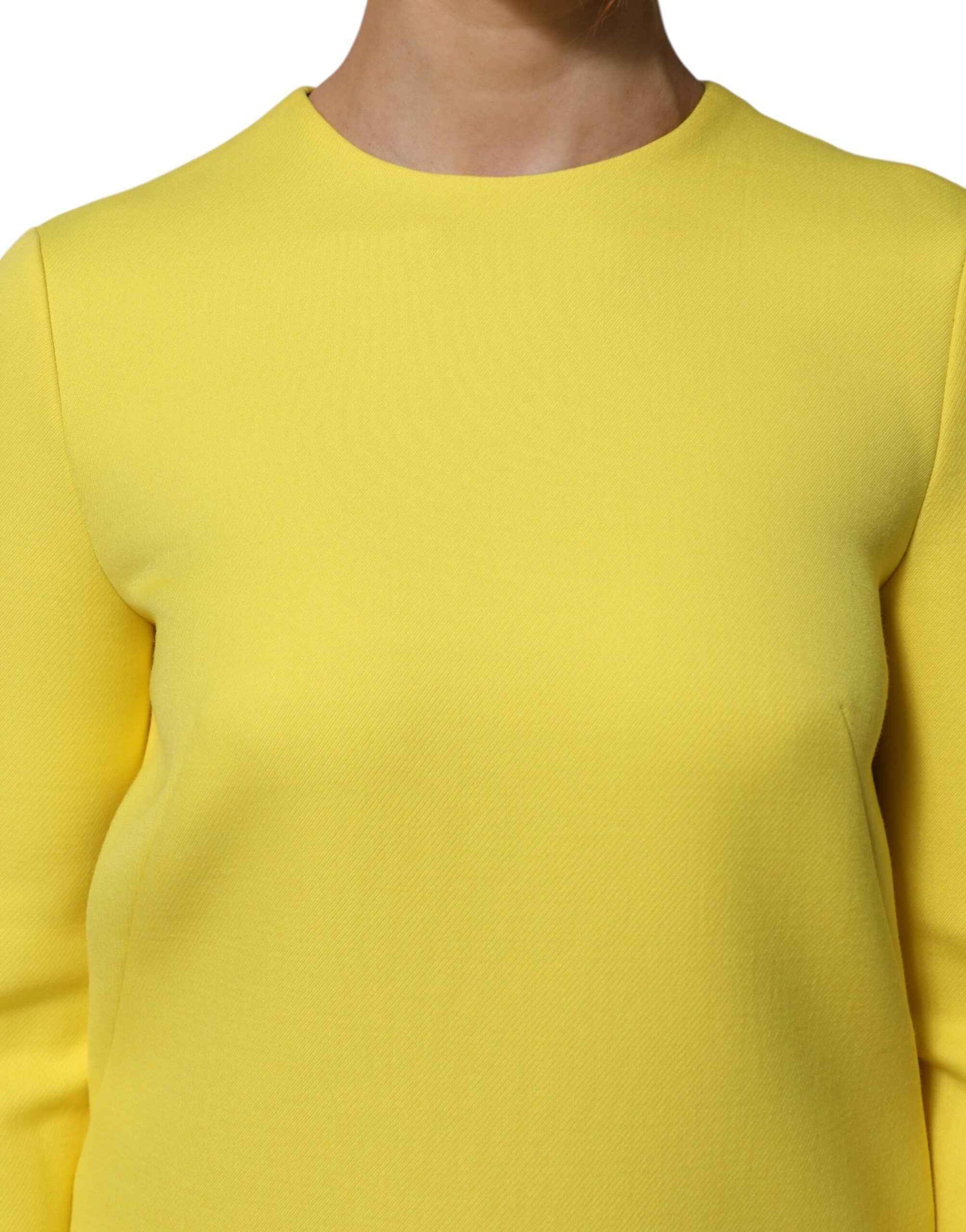 Dolce & Gabbana Yellow Viscose Acetate Mini Long Sleeve Dress by Dolce & Gabbana
