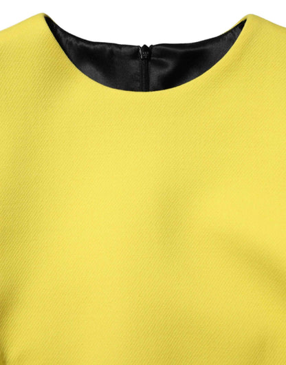 Dolce & Gabbana Yellow Viscose Acetate Mini Long Sleeve Dress by Dolce & Gabbana