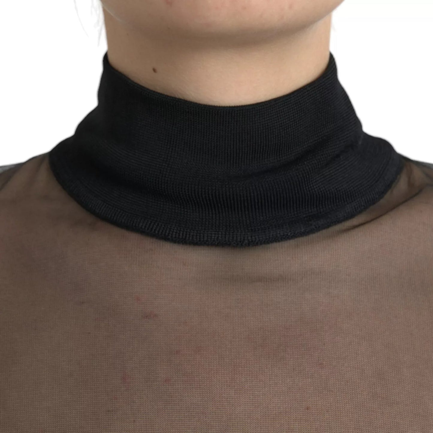 Dolce &amp; Gabbana Black Mesh Turtleneck Sheer Blouse Top