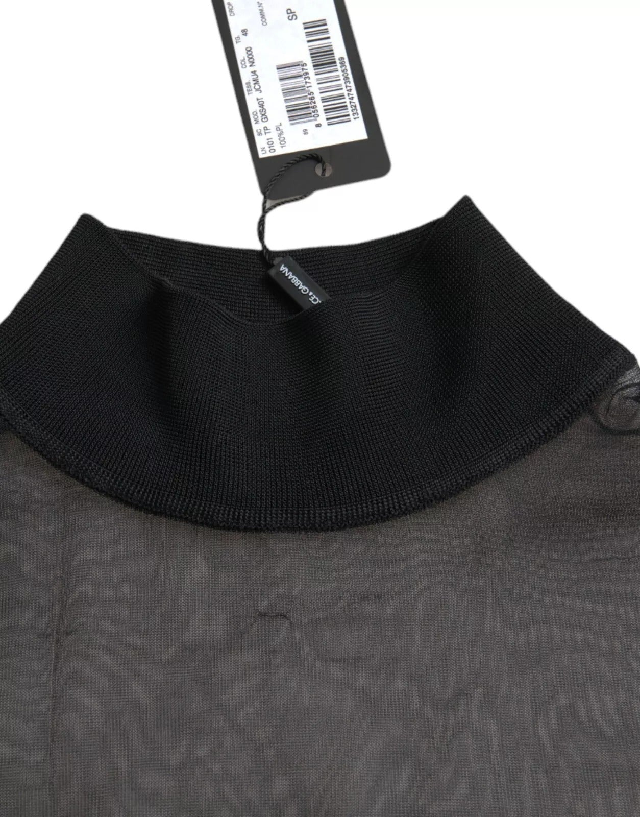 Dolce &amp; Gabbana Black Mesh Turtleneck Sheer Blouse Top