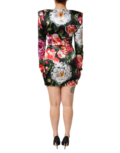 Dolce & Gabbana Black Floral Fiori Pittorici Mini Bodycon Dress by Dolce & Gabbana