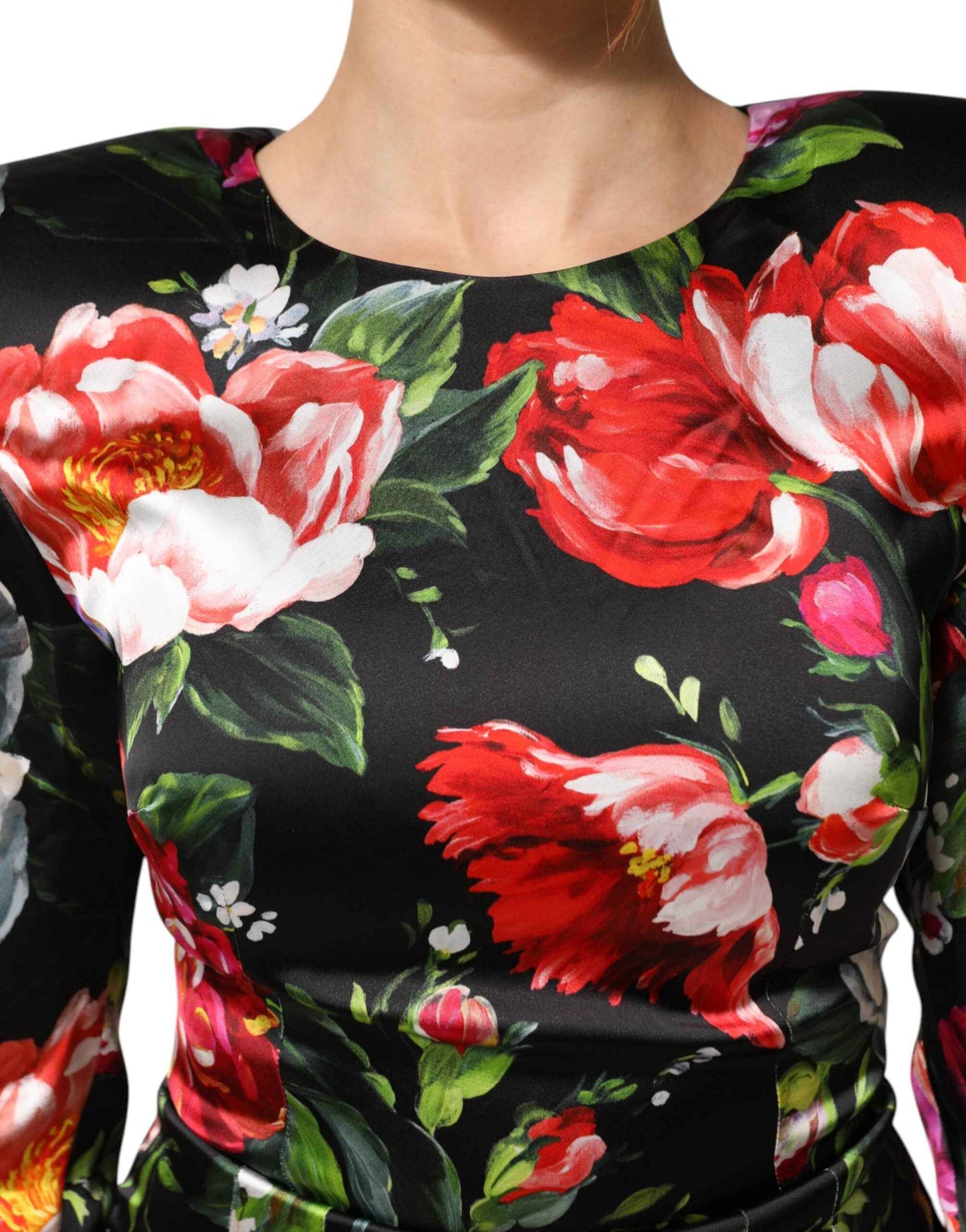 Dolce & Gabbana Black Floral Fiori Pittorici Bodycon Dress by Dolce & Gabbana