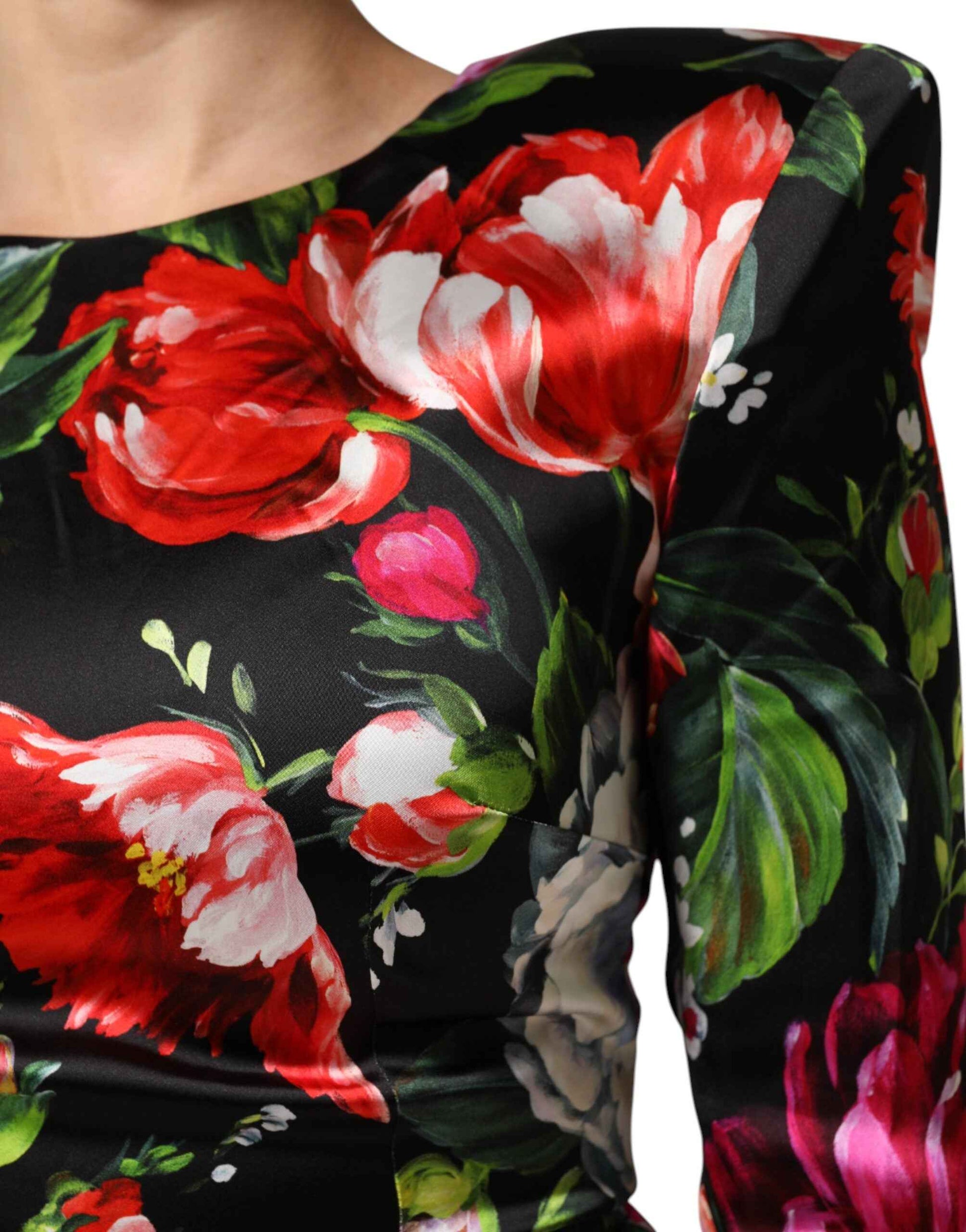 Dolce & Gabbana Black Floral Fiori Pittorici Bodycon Dress by Dolce & Gabbana