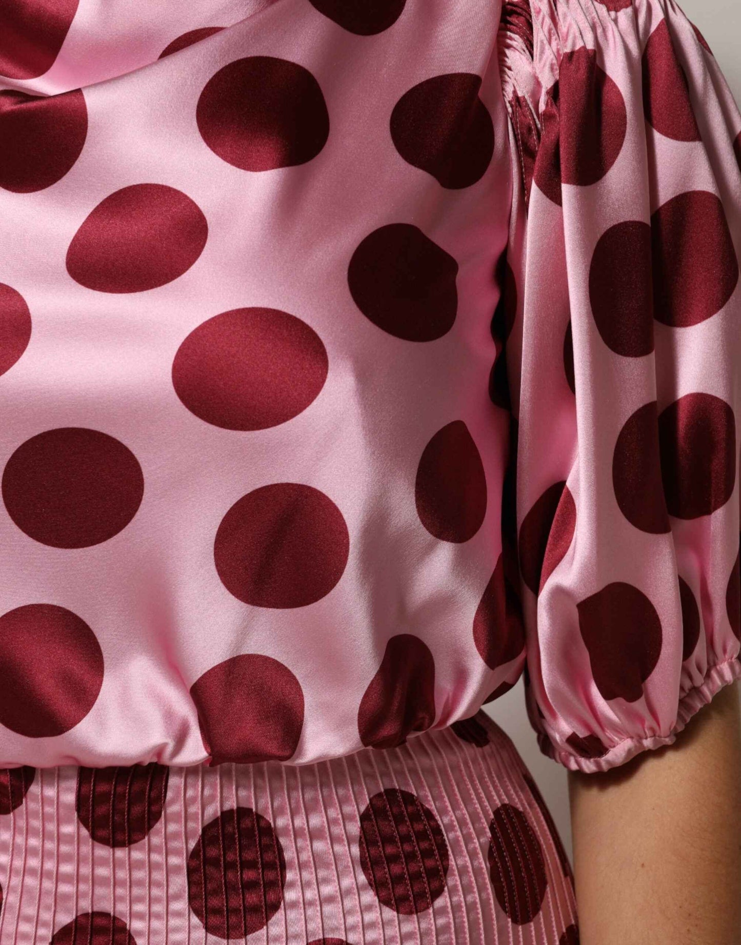 Dolce & Gabbana Pink Red Polka Dot Silk Satin Maxi Gown Dress by Dolce & Gabbana