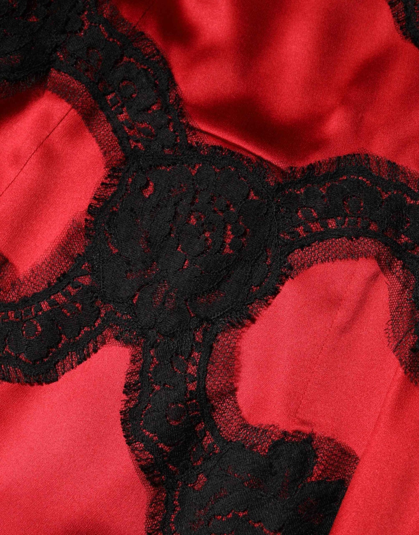 Dolce & Gabbana Red Black Silk Lace Mini Short Sleeve Dress by Dolce & Gabbana