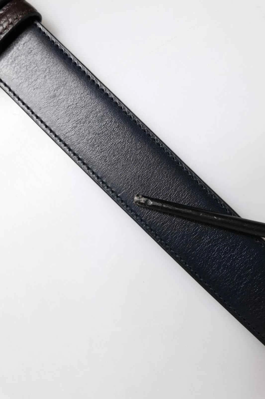 Dolce & Gabbana Blue Brown Leather Buckle Reversible Belt by Dolce & Gabbana