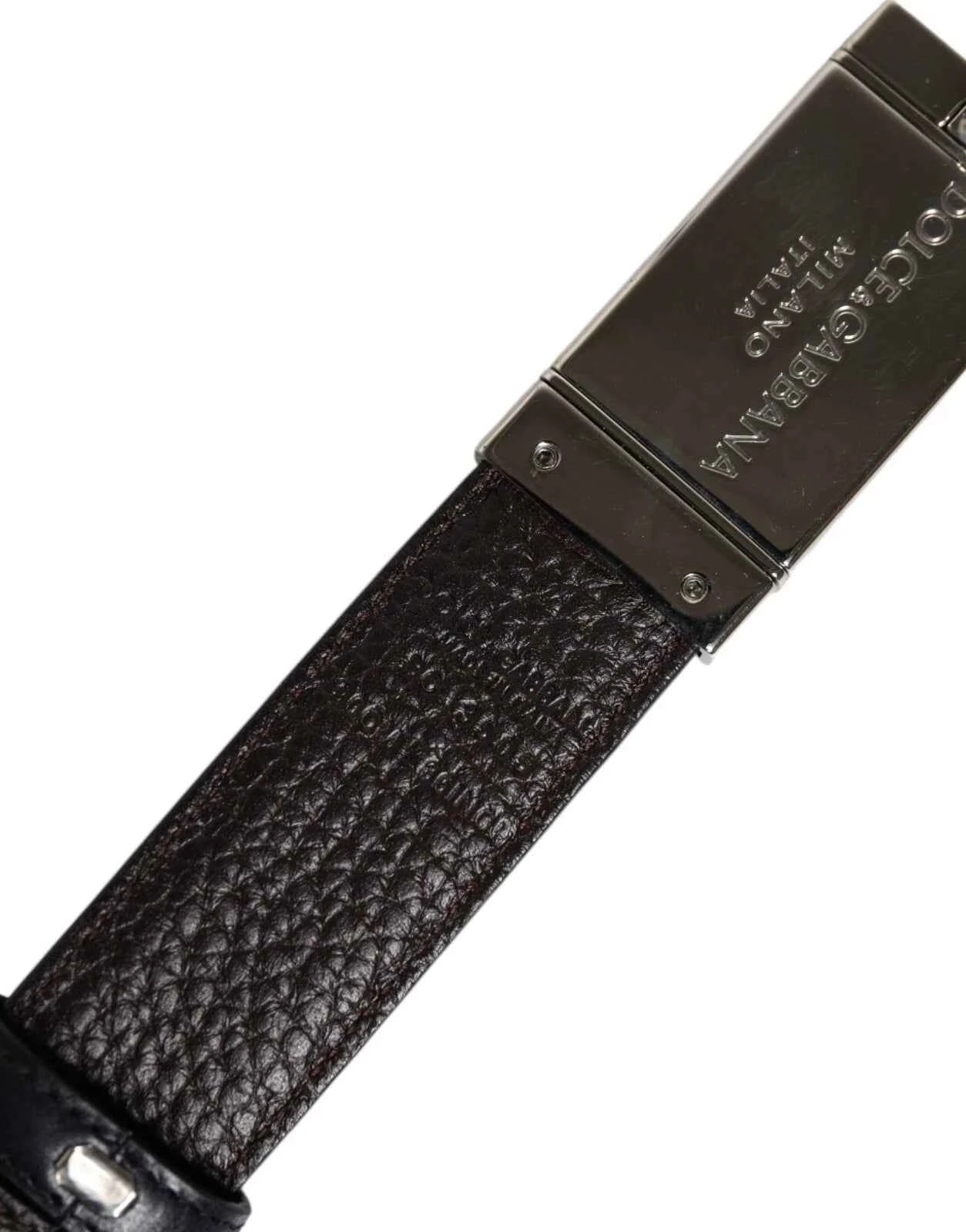 Dolce & Gabbana Blue Brown Leather Buckle Reversible Belt by Dolce & Gabbana