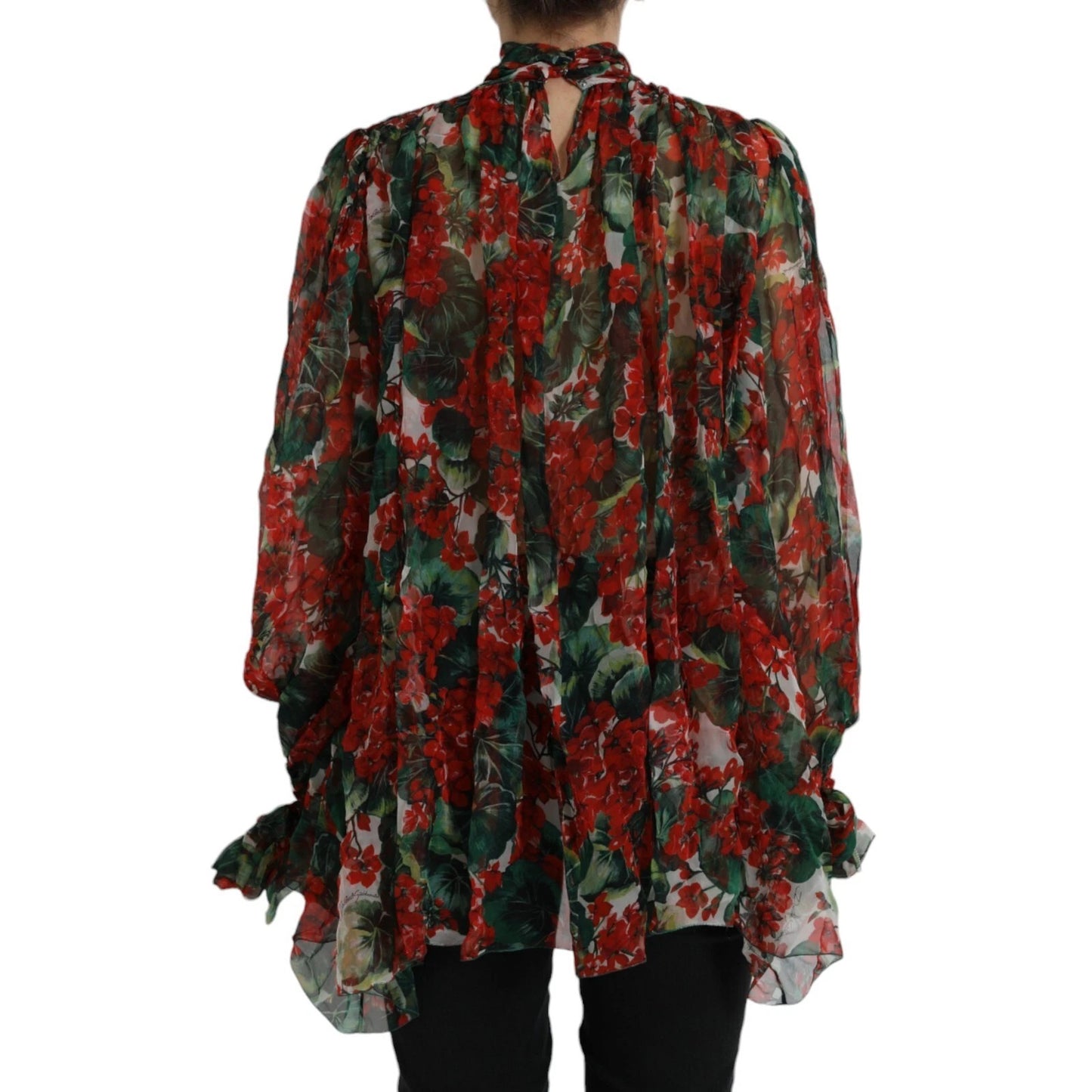 Dolce &amp; Gabbana Multicolor Floral Silk Collar Blouse