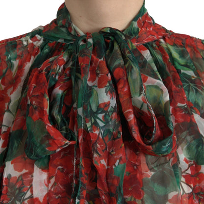 Dolce &amp; Gabbana Multicolor Floral Silk Collar Blouse