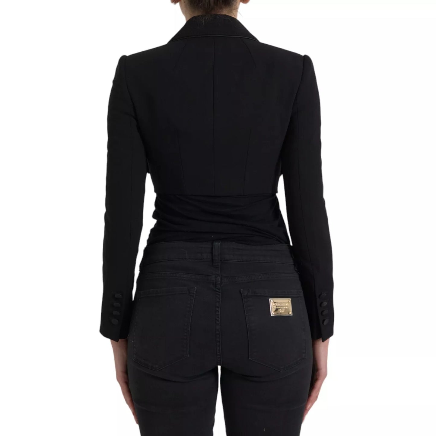 Dolce &amp; Gabbana Black Wool Single Breasted Cropped Jacket