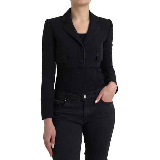 Dolce &amp; Gabbana Black Wool Single Breasted Cropped Jacket