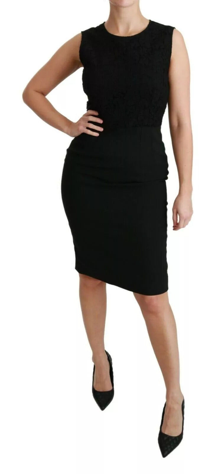 Dolce &amp; Gabbana Black Lace Gown Bodycon Sheath STAFF Dress