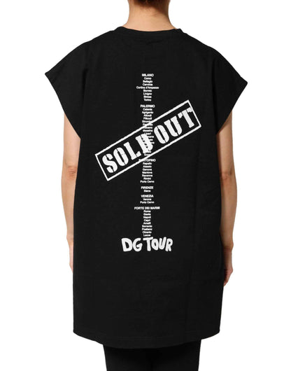 Dolce & Gabbana Black Cotton Sleeveless DG Fashion Top by Dolce & Gabbana