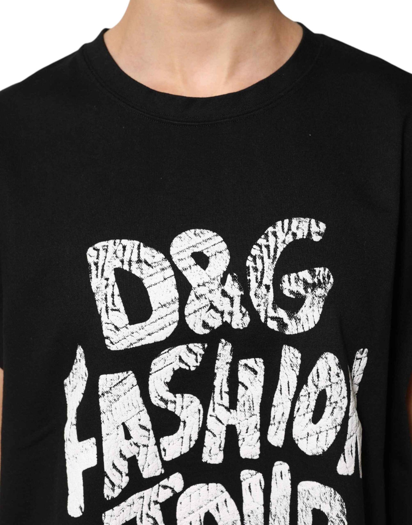 Dolce & Gabbana Black Cotton Sleeveless DG Fashion Top by Dolce & Gabbana