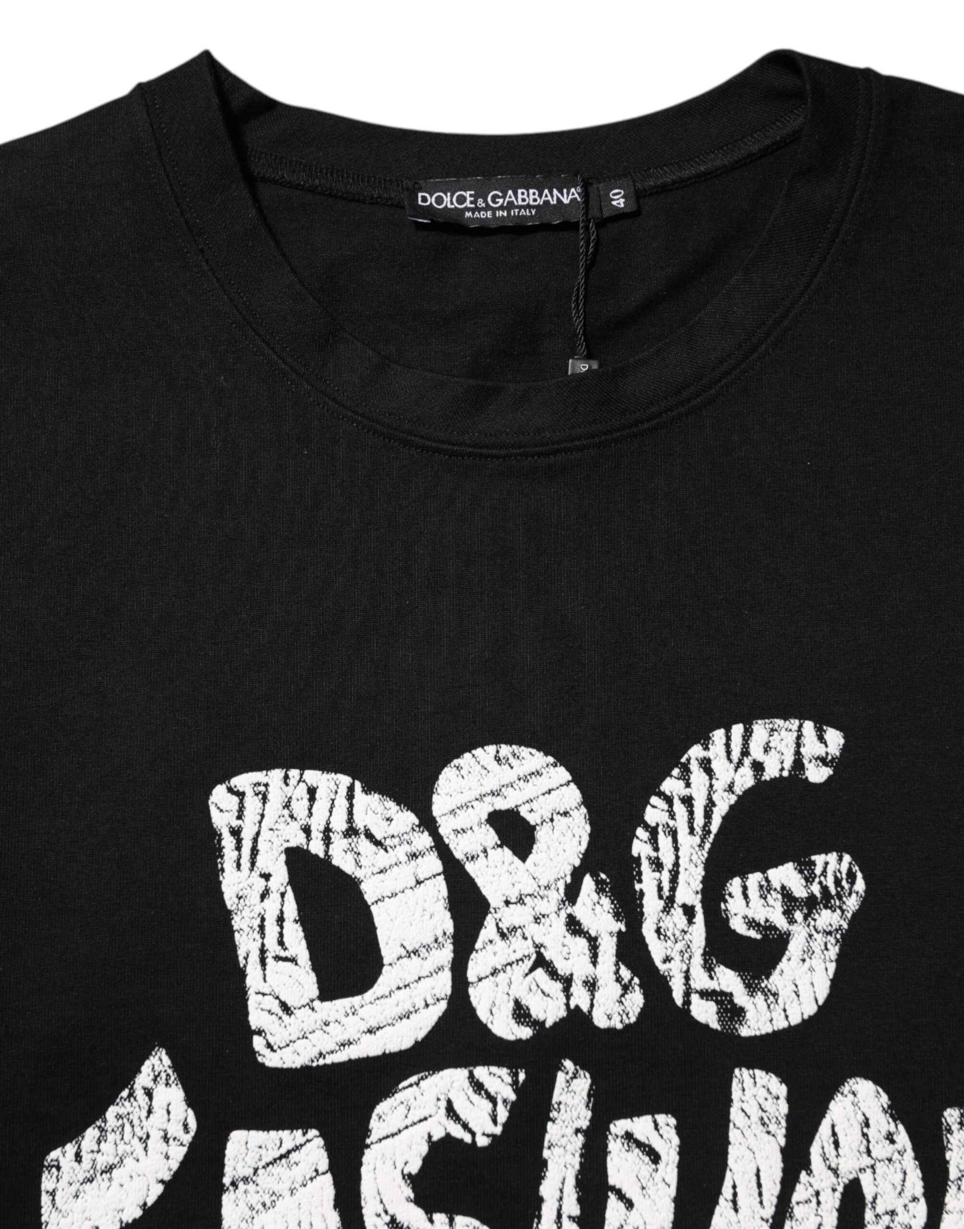 Dolce & Gabbana Black Cotton Sleeveless DG Fashion Top by Dolce & Gabbana