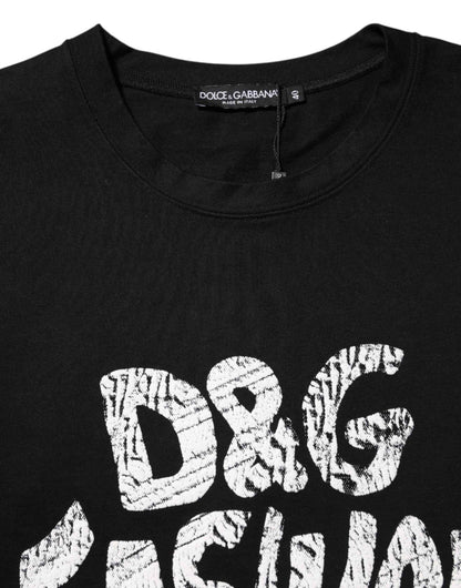 Dolce & Gabbana Black Cotton Sleeveless DG Fashion Top by Dolce & Gabbana