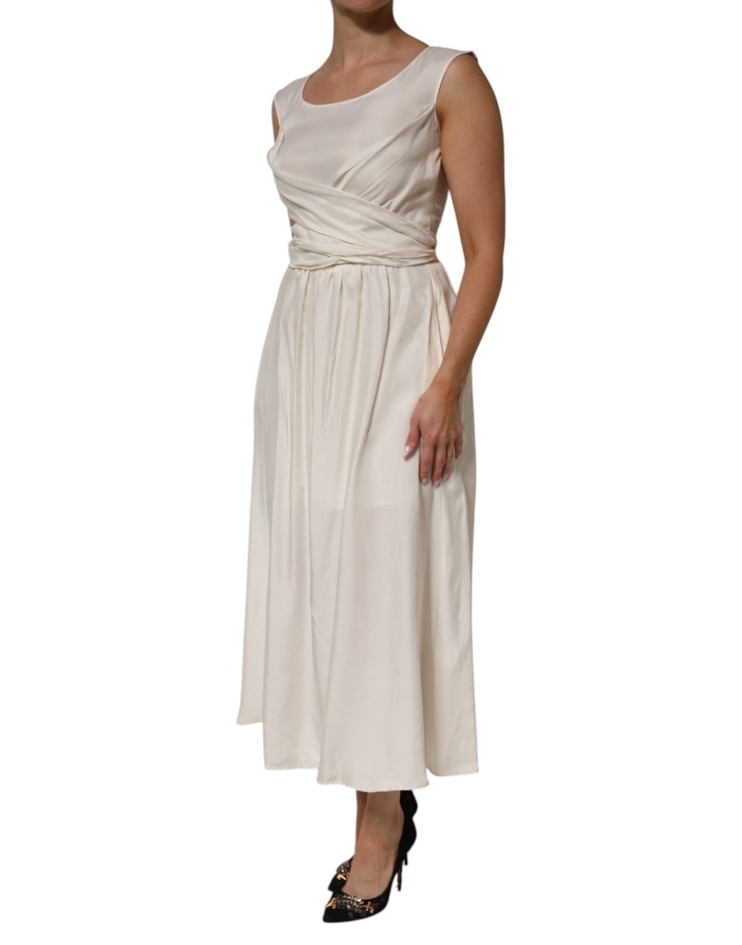 L'Autre Chose Ivory White Sleeveless Maxi Cupro Viscose Dress - from L'Autre Chose