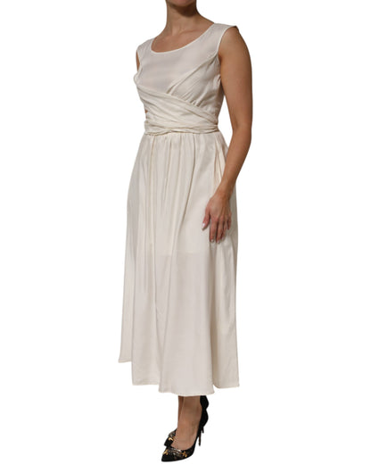 L'Autre Chose Ivory White Sleeveless Maxi Cupro Viscose Dress - from L'Autre Chose