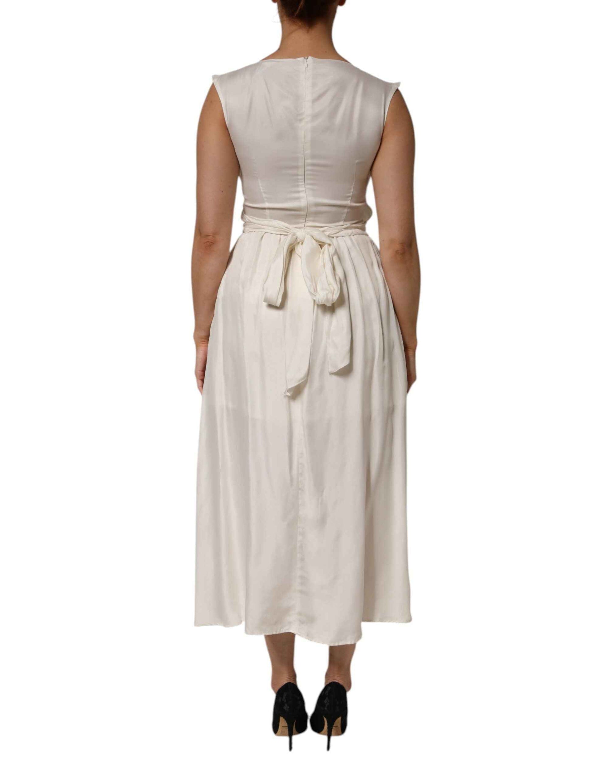 L'Autre Chose Ivory White Sleeveless Maxi Cupro Viscose Dress by L'Autre Chose