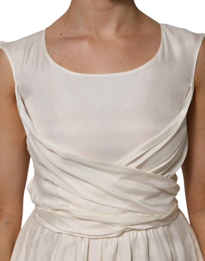 L'Autre Chose Ivory White Sleeveless Maxi Cupro Viscose Dress by L'Autre Chose