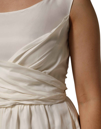 L'Autre Chose Ivory White Sleeveless Maxi Cupro Viscose Dress by L'Autre Chose