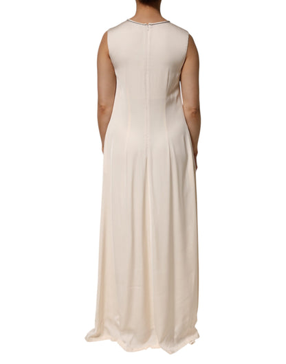 Peserico Beige Viscose Pleated Sleeveless Long Maxi Dress - from Peserico