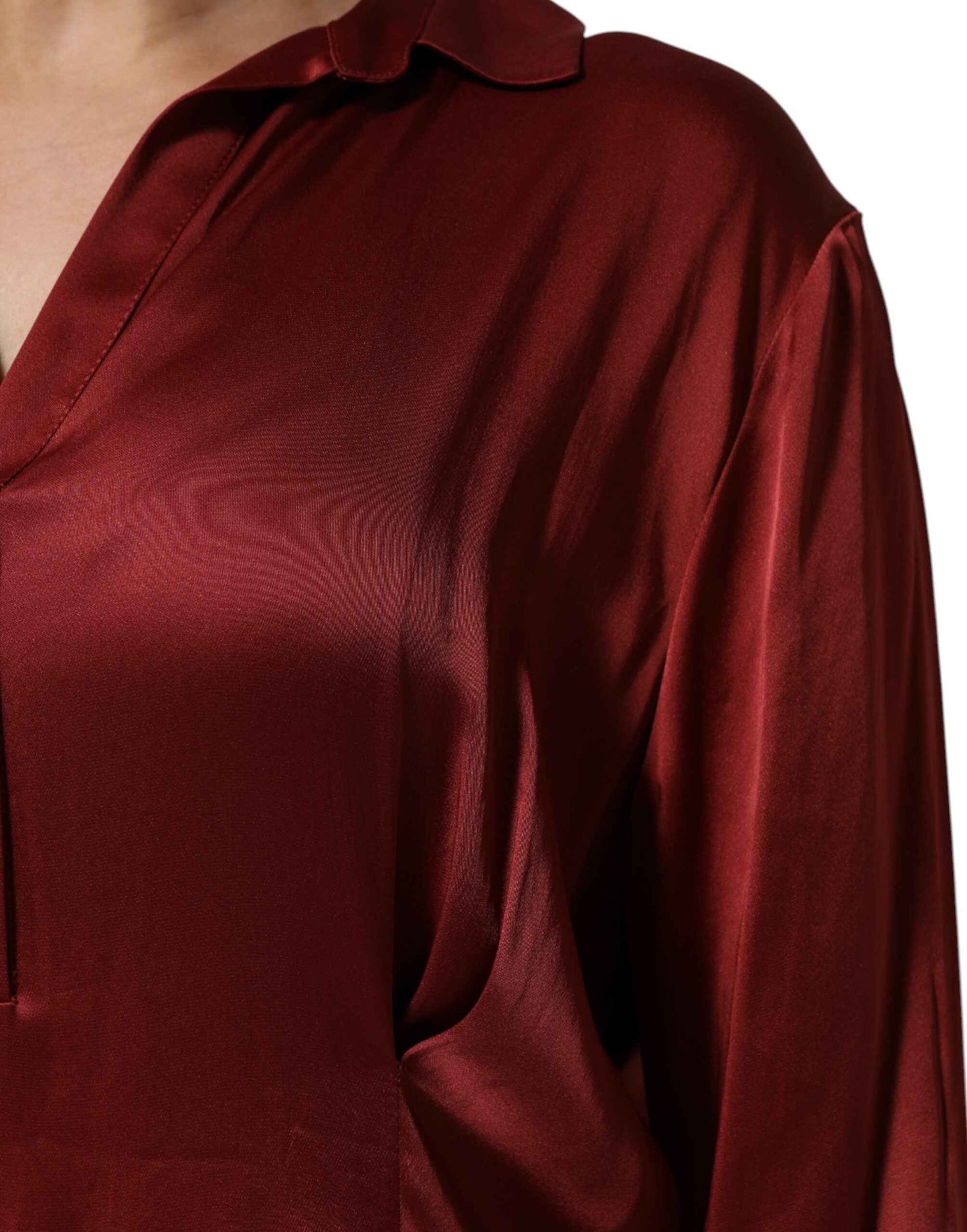 Fabiana Filippi Burgundy Acetate Viscose Satin Long Dress by Fabiana Filippi