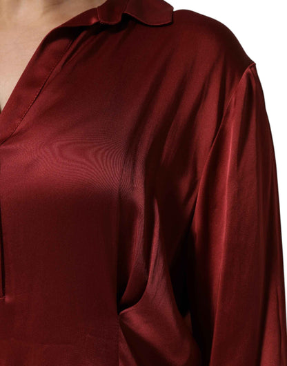 Fabiana Filippi Burgundy Acetate Viscose Satin Long Dress by Fabiana Filippi