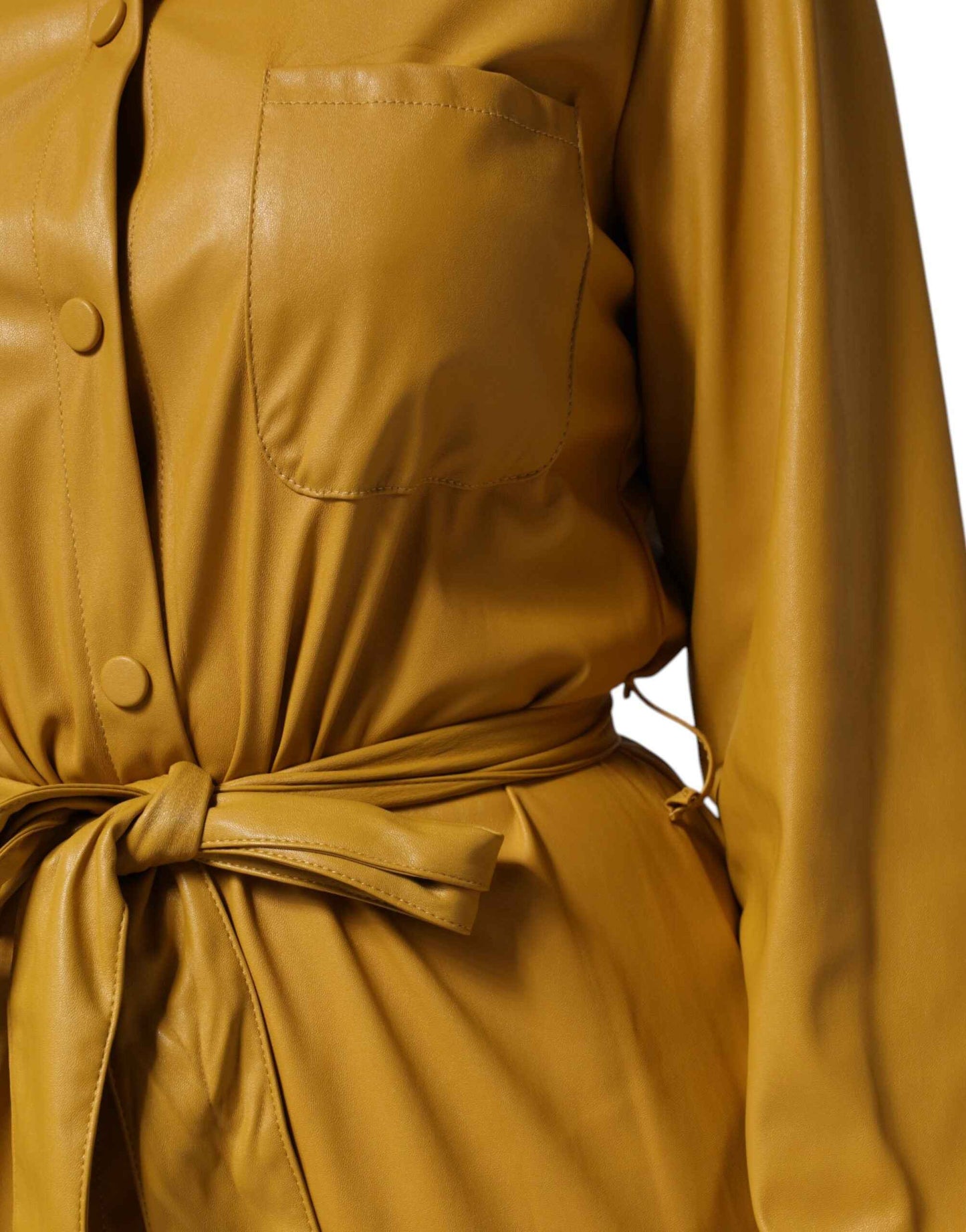 PINKO Polyester Belted Shirt Midi Long Sleeve Yellow Mustard by PINKO