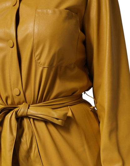 PINKO Polyester Belted Shirt Midi Long Sleeve Yellow Mustard by PINKO