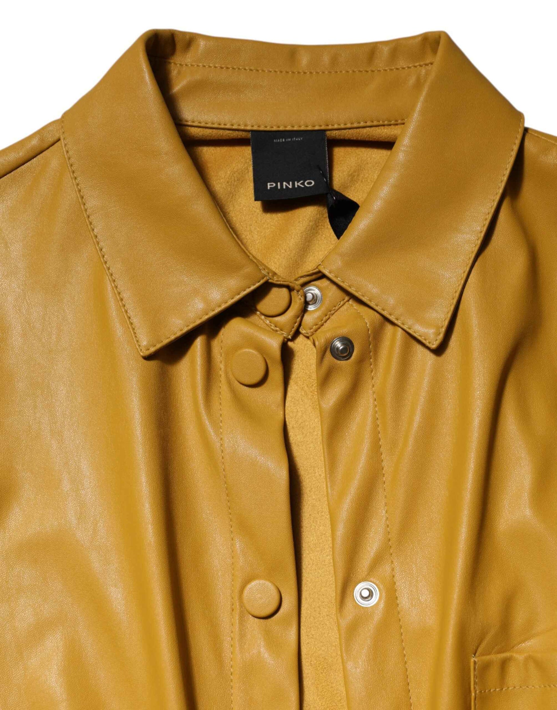 PINKO Polyester Belted Shirt Midi Long Sleeve Yellow Mustard by PINKO