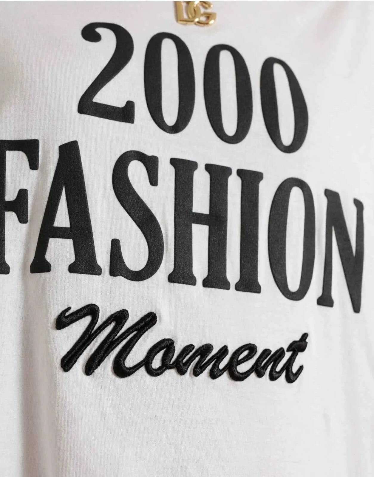 Dolce & Gabbana White Cotton 2000 Fashion Print Logo T-shirt by Dolce & Gabbana